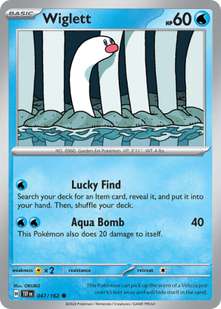Pokémonkaart Wiglett nummer 47/162 uit de set Temporal Forces (Scarlet & Violet)