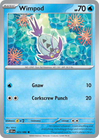Pokémonkaart Wimpod nummer 25/86 uit de set Chaos Rising (Mega Evolution)