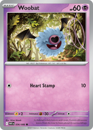 Pokémonkaart Woobat nummer 36/86 uit de set White Flare (Scarlet & Violet)