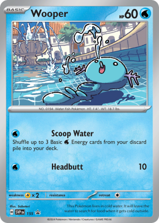 Pokémonkaart Wooper nummer 155/14 uit de set Scarlet & Violet Black Star Promos (Scarlet & Violet)