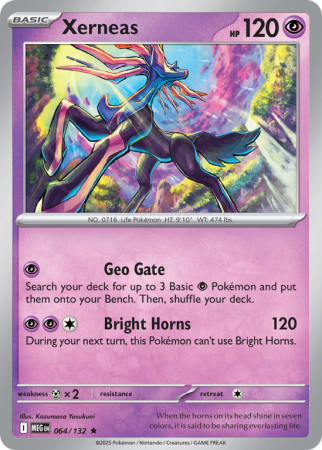 Pokémonkaart Xerneas nummer 64/132 uit de set Mega Evolution
