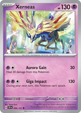 Pokémonkaart Xerneas nummer 88/191 uit de set Surging Sparks (Scarlet & Violet)