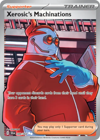 Pokémonkaart Xerosic's Machinations nummer 89/64 uit de set Shrouded Fable (Scarlet & Violet)
