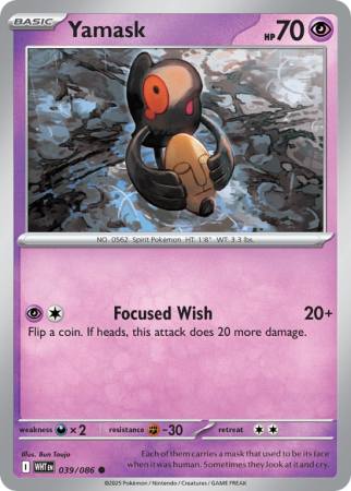 Pokémonkaart Yamask nummer 39/86 uit de set White Flare (Scarlet & Violet)