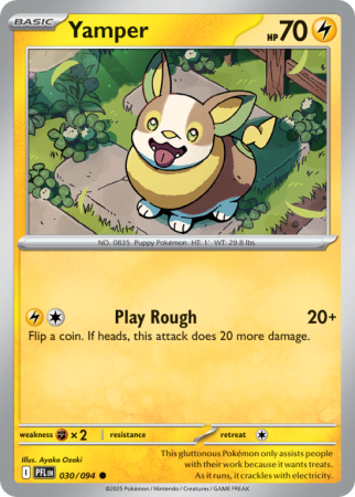 Pokémonkaart Yamper nummer 30/94 uit de set Phantasmal Flames (Mega Evolution)