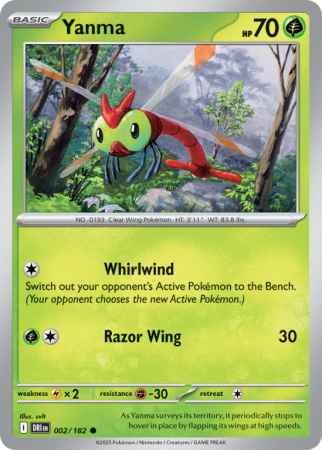 Pokémonkaart Yanma nummer 2/182 uit de set Destined Rivals (Scarlet & Violet)