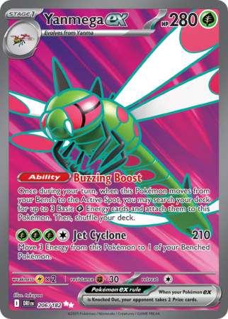 Pokémonkaart Yanmega ex nummer 206/182