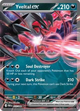 Pokémonkaart Yveltal ex nummer 53/88 uit de set Perfect Order (Mega Evolution)