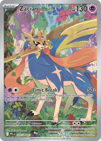 Pokémonkaart Zacian nummer 100/94 uit de set Phantasmal Flames (Mega Evolution)