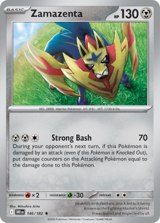 Pokémonkaart Zamazenta nummer 146/182 uit de set Destined Rivals (Scarlet & Violet)