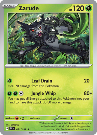 Pokémonkaart Zarude nummer 11/191 uit de set Surging Sparks (Scarlet & Violet)