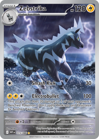 Pokémonkaart Zebstrika nummer 115/86 uit de set White Flare (Scarlet & Violet)