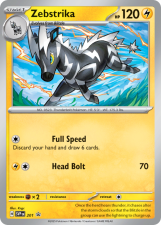Pokémonkaart Zebstrika nummer 201/14 uit de set Scarlet & Violet Black Star Promos (Scarlet & Violet)