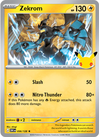 Pokémonkaart Zekrom nummer 056/128 uit de set 30th Celebration (Mega Evolution)