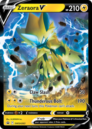 Pokémonkaart Zeraora V nummer SWSH263/103 uit de set SWSH Black Star Promos (Sword & Shield)