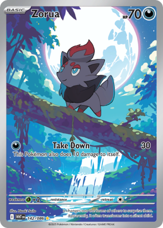 Pokémonkaart Zorua nummer 142/86 uit de set White Flare (Scarlet & Violet)