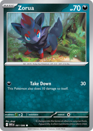 Pokémonkaart Zorua nummer 61/86 uit de set White Flare (Scarlet & Violet)