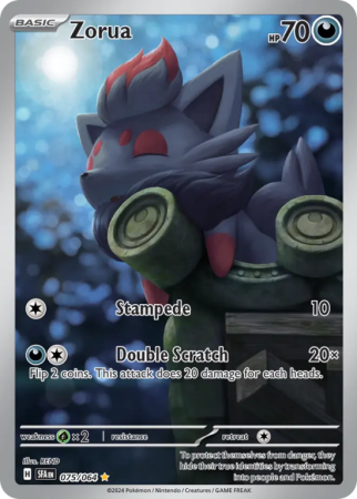 Pokémonkaart Zorua nummer 75/64 uit de set Shrouded Fable (Scarlet & Violet)