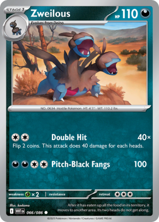 Pokémonkaart Zweilous nummer 66/86 uit de set White Flare (Scarlet & Violet)