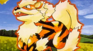 Arcanine zoals afgebeeld op zijn oudste kaart