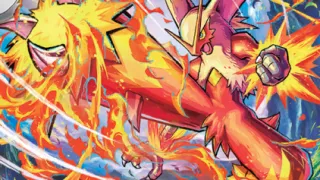Blaziken op een Pokémonkaart