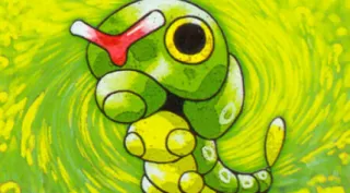 Caterpie zoals afgebeeld op zijn oudste kaart