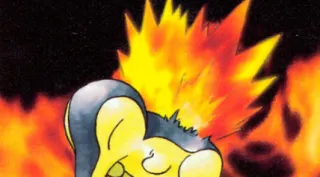 Cyndaquil zoals afgebeeld op zijn oudste kaart
