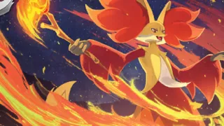 Delphox op een Pokémonkaart