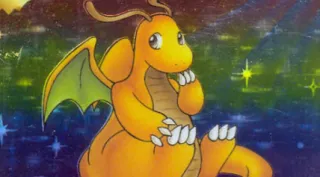 Dragonite zoals afgebeeld op zijn oudste kaart
