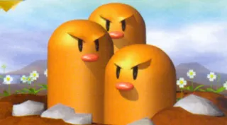 Dugtrio zoals afgebeeld op zijn oudste kaart