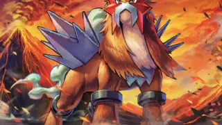 Entei zoals afgebeeld op zijn nieuwste kaart