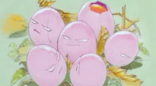 Exeggcute zoals afgebeeld op zijn oudste kaart