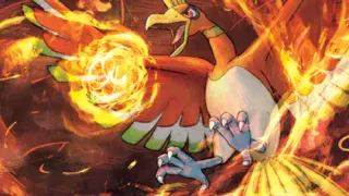 Ho-Oh zoals afgebeeld op zijn nieuwste kaart