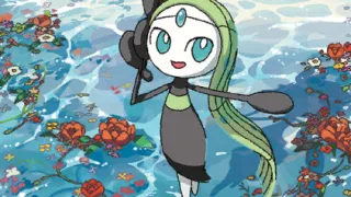 Meloetta zoals afgebeeld op zijn nieuwste kaart