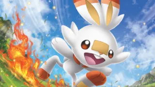 Scorbunny zoals afgebeeld op zijn oudste kaart