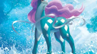 Suicune zoals afgebeeld op zijn nieuwste kaart